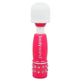 Жезловый мини-вибратор с кристаллами Mini Massager Neon Edition, Длина: 11.00, Цвет: розовый с белым, фото 