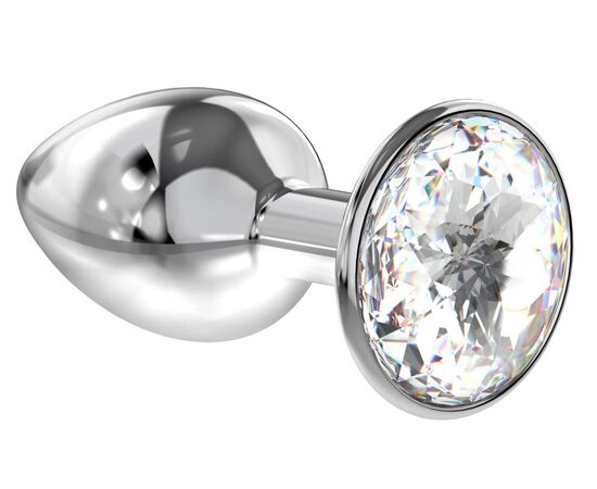 Малая серебристая анальная пробка Diamond Clear Sparkle Small с прозрачным кристаллом - 7 см., фото 