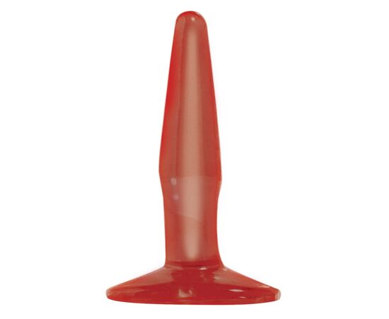 Маленькая красная анальная пробка Basix Rubber Works Mini Butt Plug - 10,8 см., фото 