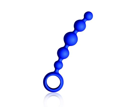 Малая анальная цепочка Joyballs Wave синего цвета - 17,5 см., фото 