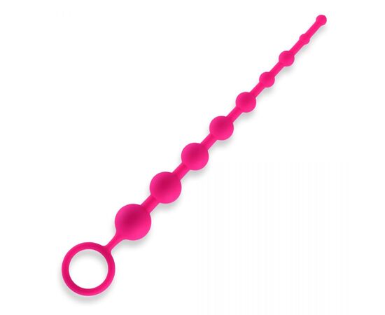 Розовая анальная цепочка из 9 шариков - 30 см., фото 