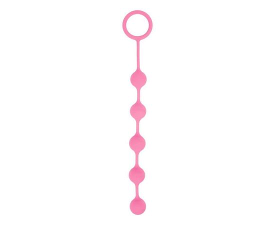 Розовая анальная цепочка с кольцом-ограничителем - 23 см., фото 