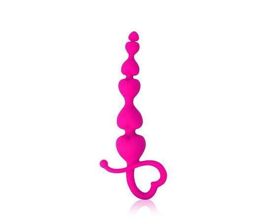 Розовая анальная цепочка Cosmo с петелькой - 14,5 см., фото 