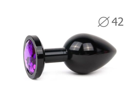Коническая черная анальная втулка с кристаллом фиолетового - 9,3 см., фото 