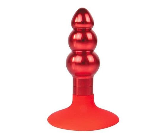 Анальная пробка-елочка с круглым ограничителем - 9 см., Цвет: красный, фото 