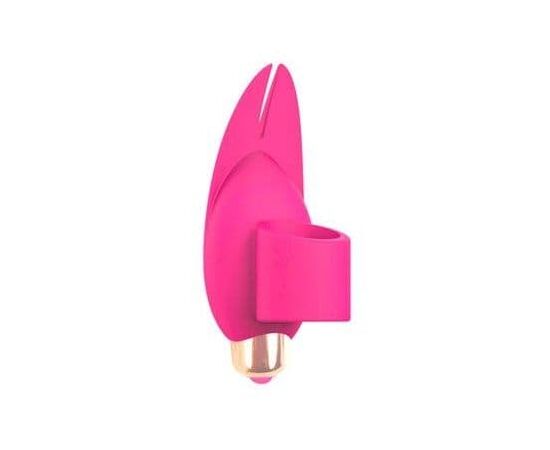 Розовый вибромассажер с петелькой под палец - 8 см., фото 