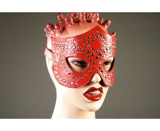 Красная маска-очки с фурнитурой в виде заклепок, фото 