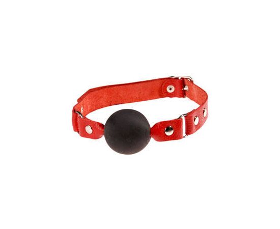 Чёрный кляп-шар с красным ремешком, фото 