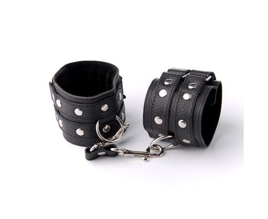 Чёрные наручники с клёпками, фото 