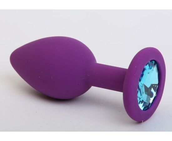 Фиолетовая силиконовая пробка с голубым стразом - 7,1 см., фото 
