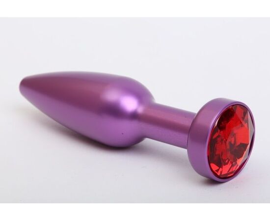Фиолетовая анальная пробка с красным стразом - 11,2 см., фото 