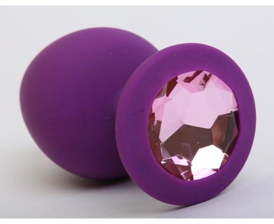 Фиолетовая силиконовая пробка с розовым стразом - 8,2 см., фото 
